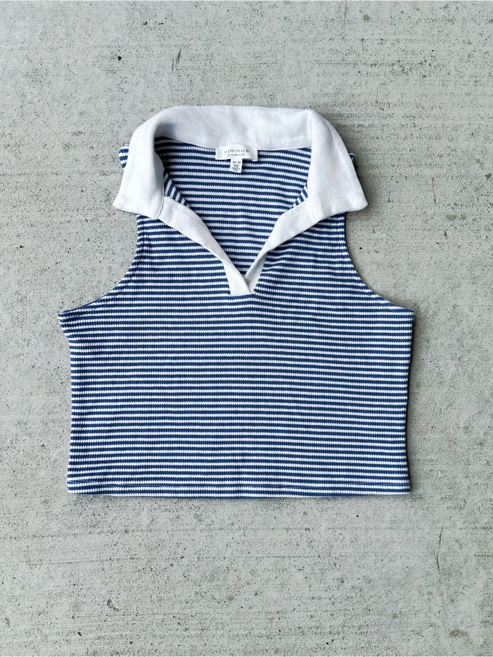 Kirious Los Angelos Navy & White Striped Sleeveless Polo Tank Top
